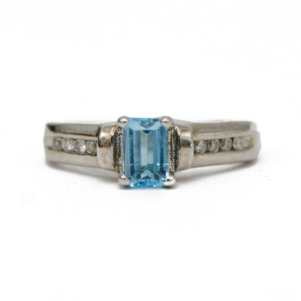 Blue Topaz & Diamond Ring